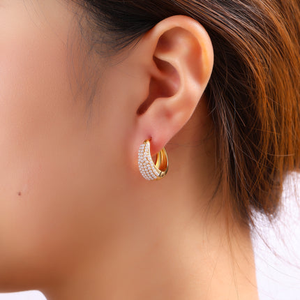 Day & Eve Pearly Drop Hoop Goud (Stainless Steel) .