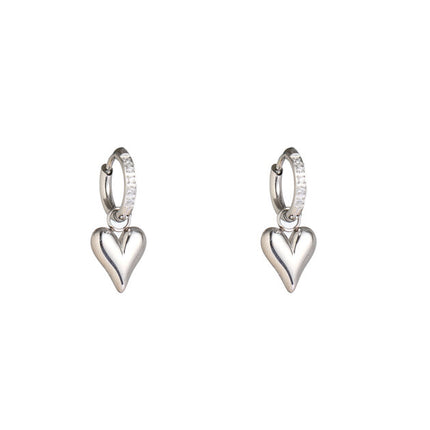 Day & Eve by Go Dutch Label Sparkle Heart Hoop Sølv (rustfrit stål)