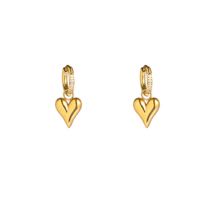 Day & Eve by Go Dutch Label Sparkle Heart Hoop Guld (rustfrit stål)