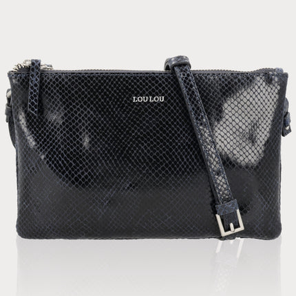 LouLou Essentiels Crossbody Camille Python Blue Orient Silver