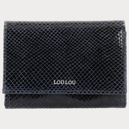 LouLou Essentiels Carteira Petite Fleur Python Azul Orient Silver