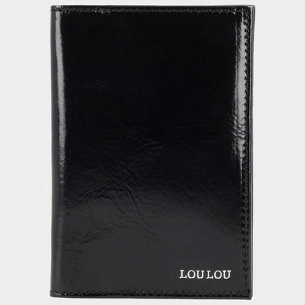LouLou Essentiels Petite Valise Leather Passport Cover Glace Black Silver