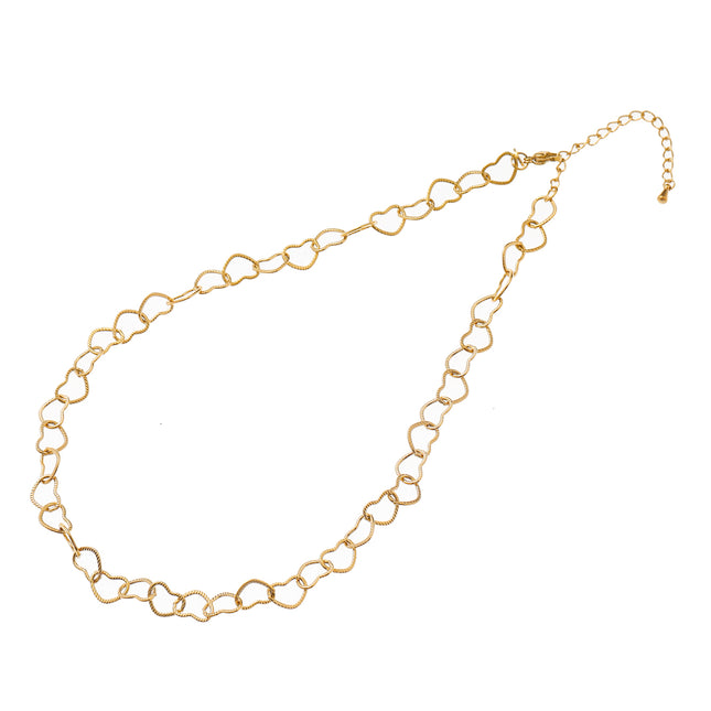 Day & Eve Linked Hearts Necklace Goud (Stainless Steel)