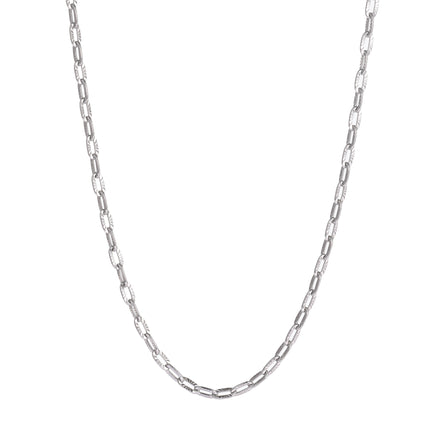 Day & Eve Striped Linked Necklace Rhodium (Stainless Steel)