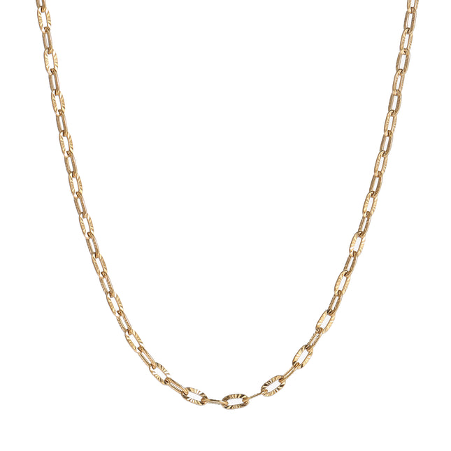 Day & Eve Striped Linked Necklace Goud (Stainless Steel)