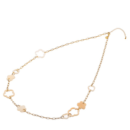 Day & Eve Long Flower Leopard Link Necklace Goud (Stainless Steel)