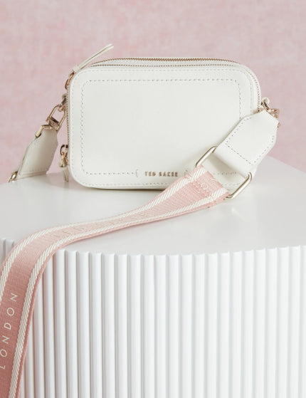 Ted Baker Luceele axelremsväska i läder och vävband Ivory