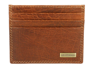 Bear Design Pajeshouder/Front Pocket Wallet / Card Sleeve Cognac