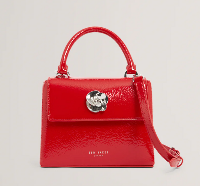 Ted Baker Roseau Rose Detail Mini Crinkle bag Red