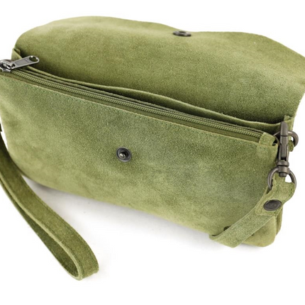 Bear Design Suede Leren Clutch/Mini Schoudertasje/ Brillen-etui Lydia