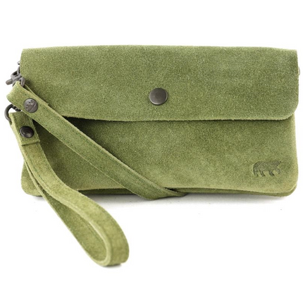 Bear Design Suede Leren Clutch/Mini Schoudertasje/ Brillen-etui Lydia