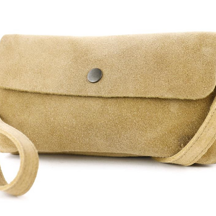 Bear Design Suede Leren Clutch/Mini Schoudertasje/ Brillen-etui Lydia Bisquit