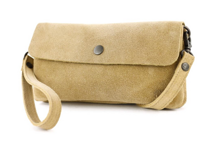 Bear Design Suede Leren Clutch/Mini Schoudertasje/ Brillen-etui Lydia Bisquit