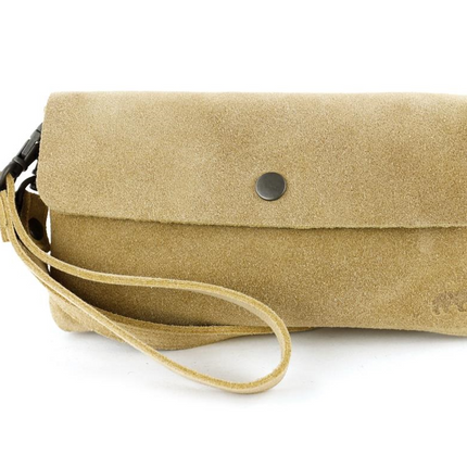 Bear Design Suede Leren Clutch/Mini Schoudertasje/ Brillen-etui Lydia