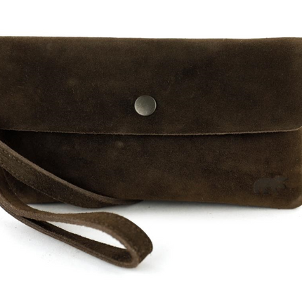 Bear Design Suede Leren Clutch/Mini Schoudertasje/ Brillen-etui Lydia