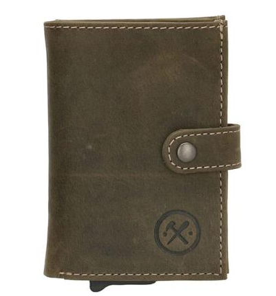 Hide & Stitches Leren Pasjeshouder Idaho Safety Wallet 20026 Donker olijf