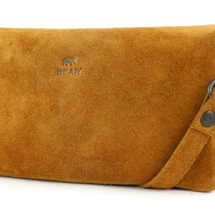Bear Design Suede Leren Clutch/Mini Schoudertasje/ Brillen-etui Lydia