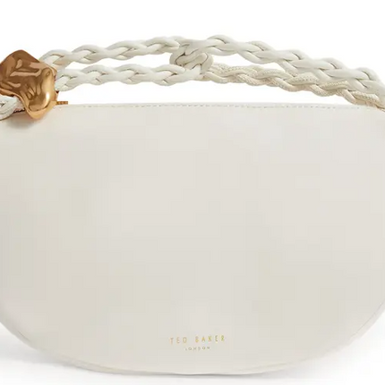 Ted Baker Islah läder statement-hardware medium hobo elfenbenfärgad