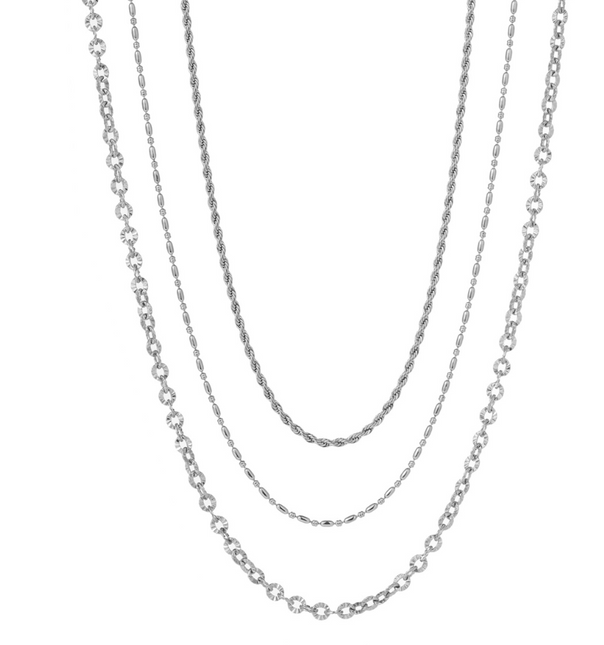 Day & Eve by Go Dutch Label Chunky Triple Necklace Silver (rostfritt stål)