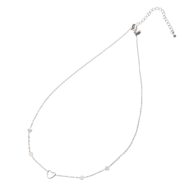 Day & Eve by Go Dutch Label Fine Hearts-halsband Silver (rostfritt stål)