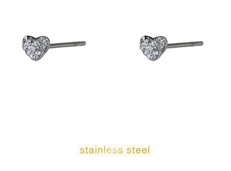 Day & Eve by Go Dutch Label Kolczyk sztyft Sparkle Heart Srebrny (stal nierdzewna)