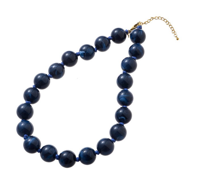Day & Eve by Go Dutch Label Big Stones-halsband Mörkblå (rostfritt stål)