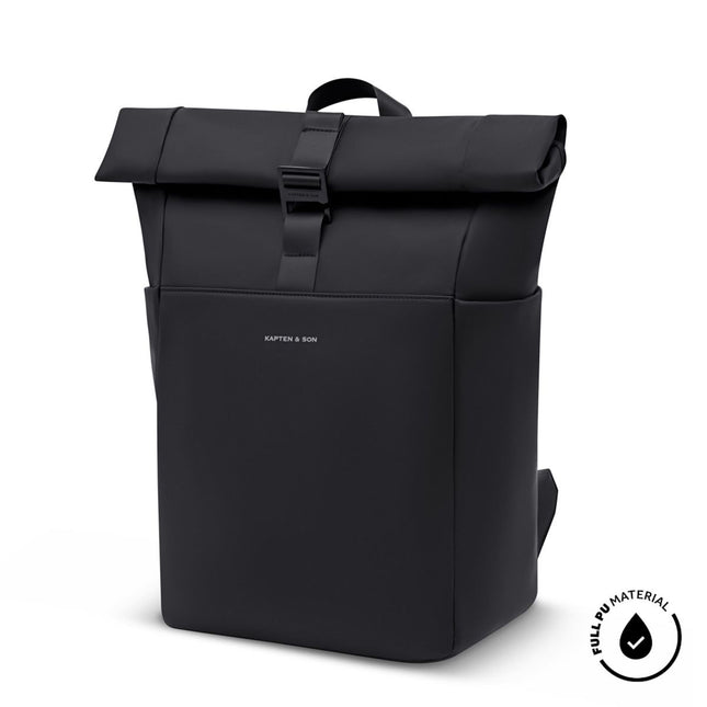 Kapten & Son Zaino Lund Sleek Full PU 15 pollici tutto nero
