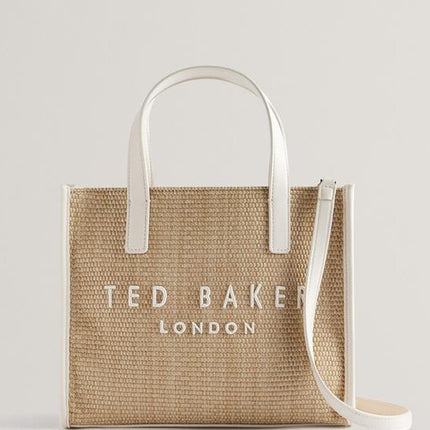 Ted Baker Paolina Faux raffia Lille ikontaske Elfenben