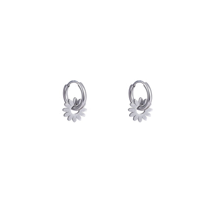 Day & Eve by Go Dutch Label Flower Hoops Argintiu (oțel inoxidabil)