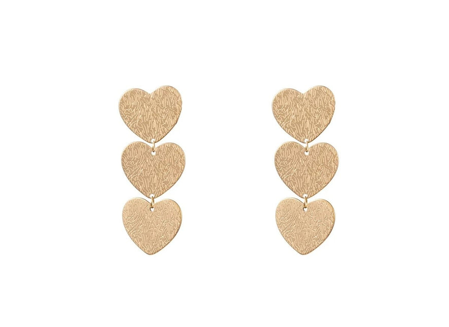 Day & Eve by Go Dutch Label Triple Hearts Earrings