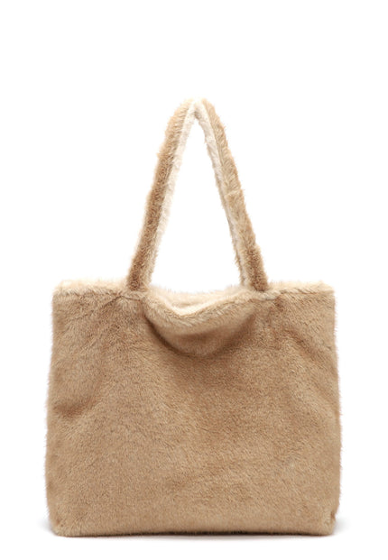 Emily & Noah Eva Fluffy City Shopper Large Taupe/Beige