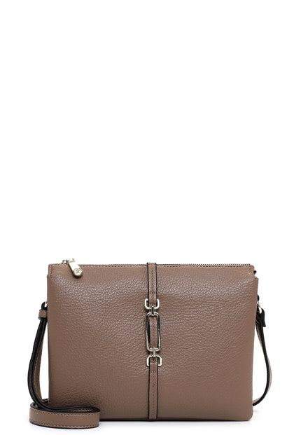 Emily & Noah Lewe Crossbody Tas Taupe