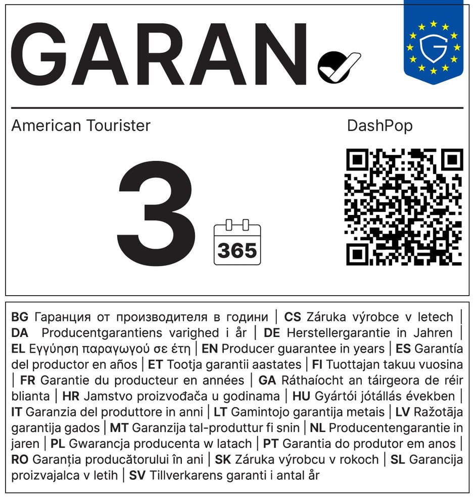 Štítek GARAN American Tourister DashPop: záruka výrobce v letech: 3