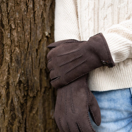 Van Buren Lamsvacht Heren Handschoenen - Bruin