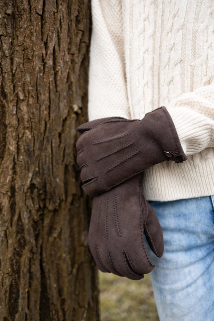 Van Buren Lamsvacht Heren Handschoenen - Bruin