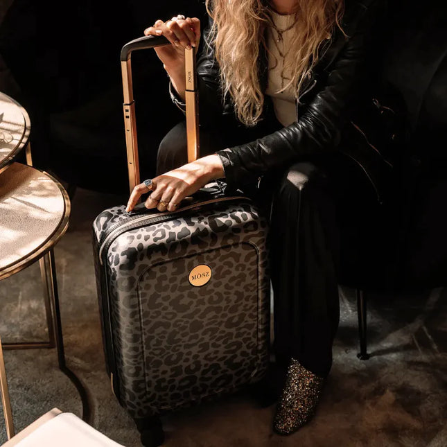MOSZ Dames handbagage koffer Zwarte luipaard - 55 cm - Lauren