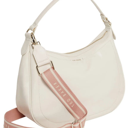 Ted Baker Lyshia Webbing Duża torba hobo z naturalnej skóry w kolorze kości słoniowej