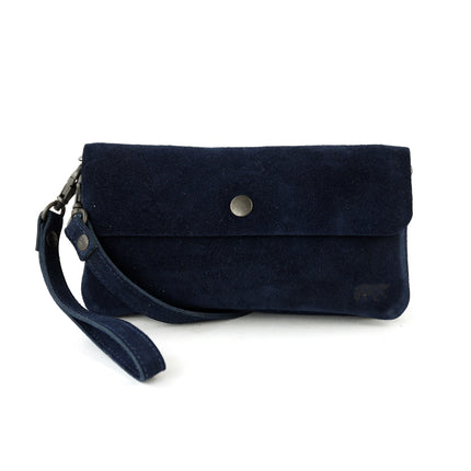 Bear Design Clutch/Mini mala a tiracolo/Estojo para óculos em camurça Lydia Azul