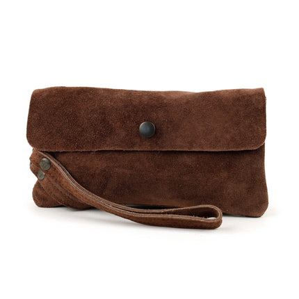 Bear Design Clutch/Mini mala a tiracolo/Estojo para óculos em camurça Lydia Chocolate