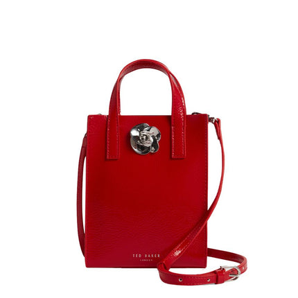 Ted Baker Rosseem Rose-detalje i crêpe-krøllet finish – lille taske – rød