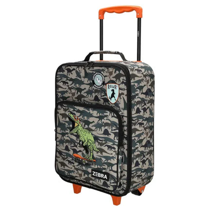 Zebra Avonturier Kinder Koffer Softcase Dino green